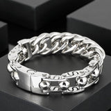 Fongten Cross Metal Chain Beads Punk Bracelet
