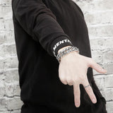 Fongten Cross Metal Chain Beads Punk Bracelet
