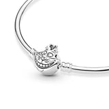 925 Silver Bracelet Cheshire Cat Clasp Bangle Alice Wonderland European Charms