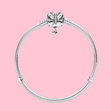 925 Silver Snake Chain Bracelet w/ Butterfly Clasp for Women