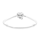 925 Silver Snake Chain Bracelet w/ Butterfly Clasp for Women
