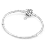 925 Silver Snake Chain Bracelet w/ Butterfly Clasp for Women