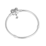 925 Silver Snake Chain Bracelet w/ Butterfly Clasp for Women