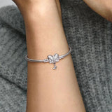 925 Silver Snake Chain Bracelet w/ Butterfly Clasp for Women