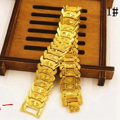 Solid Yellow Filled Mens Bracelet Wrist Chain Link 8.3 Inches