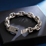 Fongten Retro Link Chain Bracelet Scripture Punk Charm Bracelet