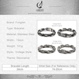 Fongten Retro Link Chain Bracelet Scripture Punk Charm Bracelet