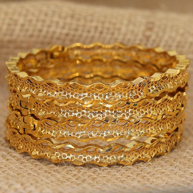 4pcs/lot 24K Saudi Arabia Bracelet Africa Ethiopian Dubai Bangles For Women