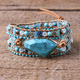 Women Turquoise Leather Wrap Bracelet