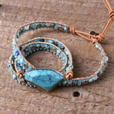 Women Turquoise Leather Wrap Bracelet