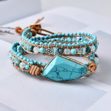 Women Turquoise Leather Wrap Bracelet