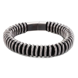 Fongten Spring Round Men's bracelet Stainless Steel Punk Wide Men bracelet