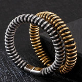 Fongten Spring Round Men's bracelet Stainless Steel Punk Wide Men bracelet