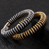 Fongten Spring Round Men's bracelet Stainless Steel Punk Wide Men bracelet