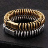 Fongten Spring Round Men's bracelet Stainless Steel Punk Wide Men bracelet