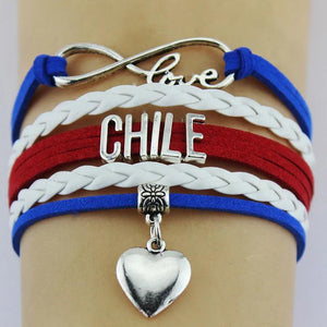 10PC/Lot Infinity Love Flag Bracelet Leather Wrap Bracelets for Women