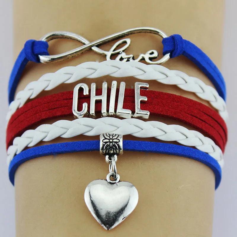 10PC/Lot Infinity Love Flag Bracelet Leather Wrap Bracelets for Women