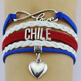 10PC/Lot Infinity Love Flag Bracelet Leather Wrap Bracelets for Women