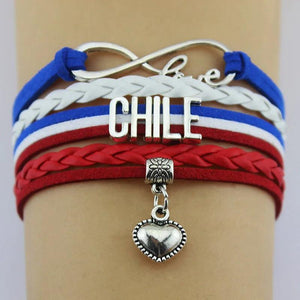 10PC/Lot Infinity Love Flag Bracelet Leather Wrap Bracelets for Women