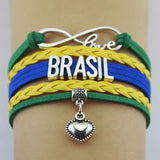 10PC/Lot Infinity Love Flag Bracelet Leather Wrap Bracelets for Women