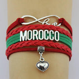 10PC/Lot Infinity Love Flag Bracelet Leather Wrap Bracelets for Women