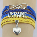 10PC/Lot Infinity Love Flag Bracelet Leather Wrap Bracelets for Women