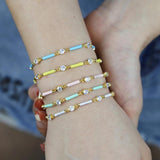 Pastel CZ Enamel Beaded Bracelet