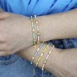 Pastel CZ Enamel Beaded Bracelet