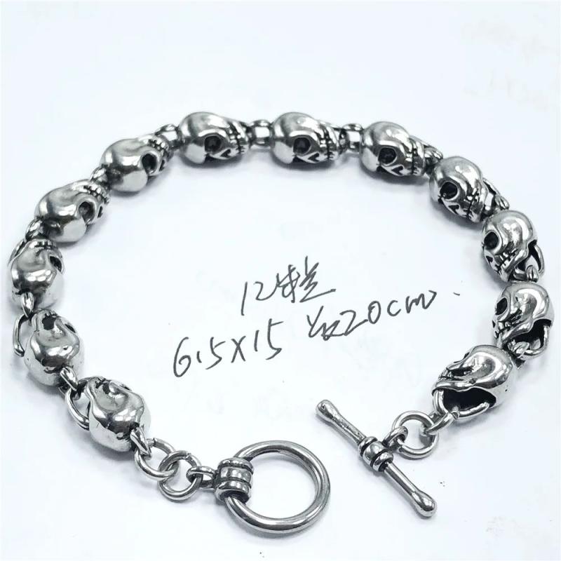 Skull Link Stainless Steel Bracelet Men Jewelry Skull Skeleton Head