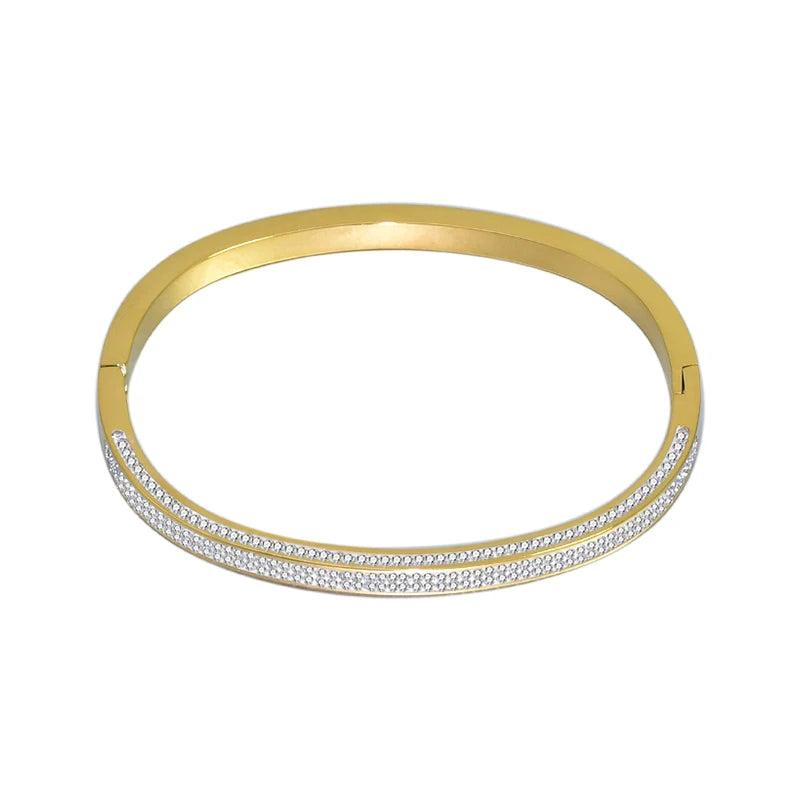 Yellow Crystal Four Row Bangle Bracelet Jewelry for Women