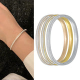 Yellow Crystal Four Row Bangle Bracelet Jewelry for Women