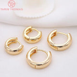 4PCS 14MM 16MM 18MM 23MM 24K Plated Brass Round Earrings Hoop Earring Clip
