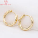 4PCS 14MM 16MM 18MM 23MM 24K Plated Brass Round Earrings Hoop Earring Clip