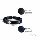 12mm Medical Alert ID Bracelet Stainless Steel for Men Type 1 Diabetes Warfarin