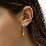 925 Silver Ear Needle Stud Earrings Dangling Chain Ear Cuff Tassel Piercing