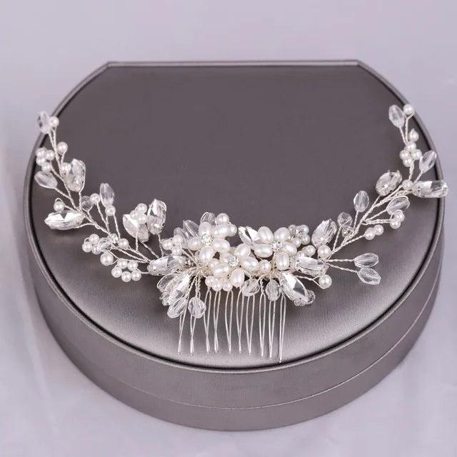 Bride Hair Pin Alloy Pearl Beads Barrette Crystal Rhinestone Hair Combs