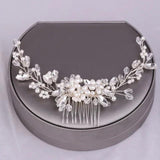 Bride Hair Pin Alloy Pearl Beads Barrette Crystal Rhinestone Hair Combs