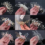 Bride Hair Pin Alloy Pearl Beads Barrette Crystal Rhinestone Hair Combs