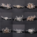 Bride Hair Pin Alloy Pearl Beads Barrette Crystal Rhinestone Hair Combs