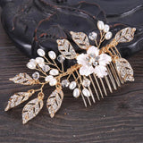 Bride Hair Pin Alloy Pearl Beads Barrette Crystal Rhinestone Hair Combs