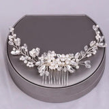 Bride Hair Pin Alloy Pearl Beads Barrette Crystal Rhinestone Hair Combs