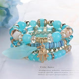Boho Stone Beaded Bracelet Set Colorful Gem Wrap Bracelet