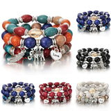 Boho Stone Beaded Bracelet Set Colorful Gem Wrap Bracelet