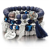 Boho Stone Beaded Bracelet Set Colorful Gem Wrap Bracelet