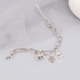 Vintage Bear Pendant Thick Chain Bracelet Hip Hop Silver Jewelry