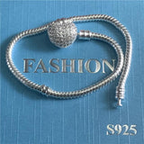 Tibetan Silver 925 Chain Bracelets For Women Love Heart Beads DIY