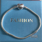 Tibetan Silver 925 Chain Bracelets For Women Love Heart Beads DIY