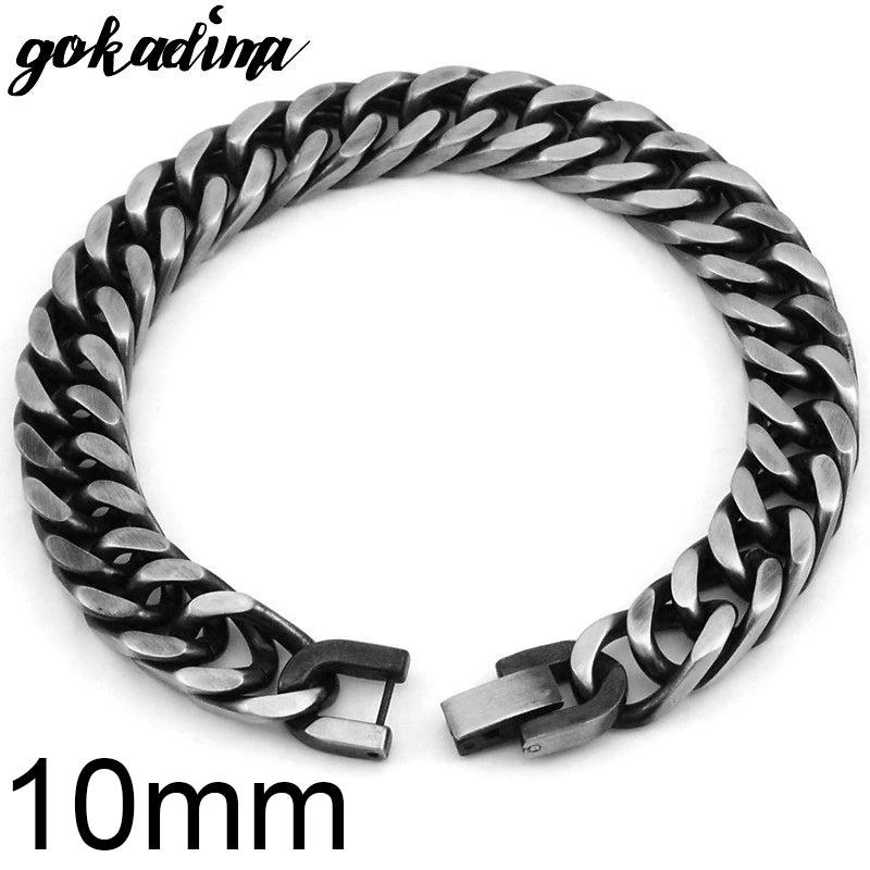 Antique Finished Stainless Steel Chain Bracelet Men Jewelry