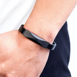 Geometric Pattern Stainless Steel Men's Leather Bracelet