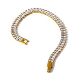 Cubic Zirconia Bracelet Stainless Steel Chain Jewelry Gift